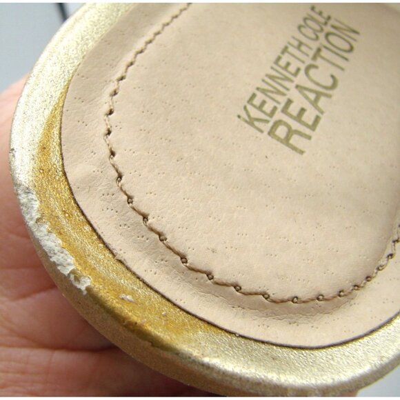 Kenneth Cole Reaction Sandals Skip Class Cork Wedge Sz 7.5M Brown Gold Laser Cut - Picture 6 of 9